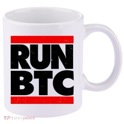 Funny Run BTC Bitcoin Logo 11oz C Handle Ceramic Mug