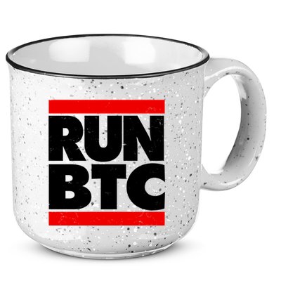 Funny Run BTC Bitcoin Logo 15oz Campfire Ceramic Mug