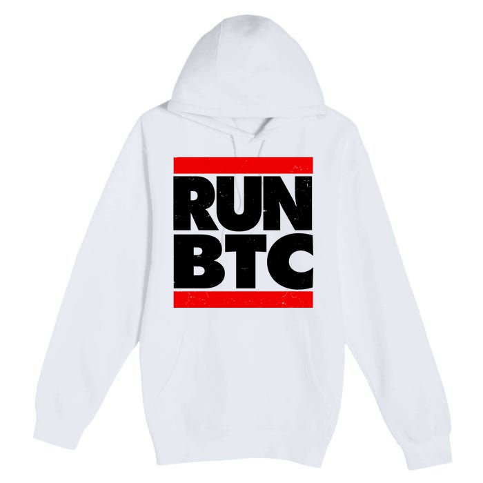 Funny Run BTC Bitcoin Logo Premium Pullover Hoodie