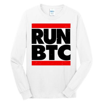 Funny Run BTC Bitcoin Logo Tall Long Sleeve T-Shirt