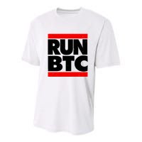 Funny Run BTC Bitcoin Logo Youth Performance Sprint T-Shirt