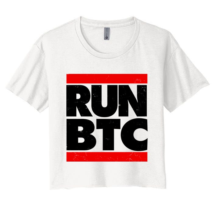 Funny Run BTC Bitcoin Logo Women's Crop Top Tee