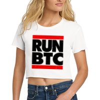 Funny Run BTC Bitcoin Logo Women's Crop Top Tee