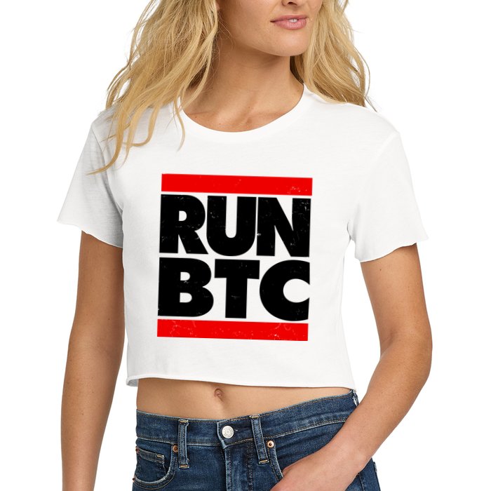 Funny Run BTC Bitcoin Logo Women's Crop Top Tee