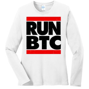 Funny Run BTC Bitcoin Logo Ladies Long Sleeve Shirt