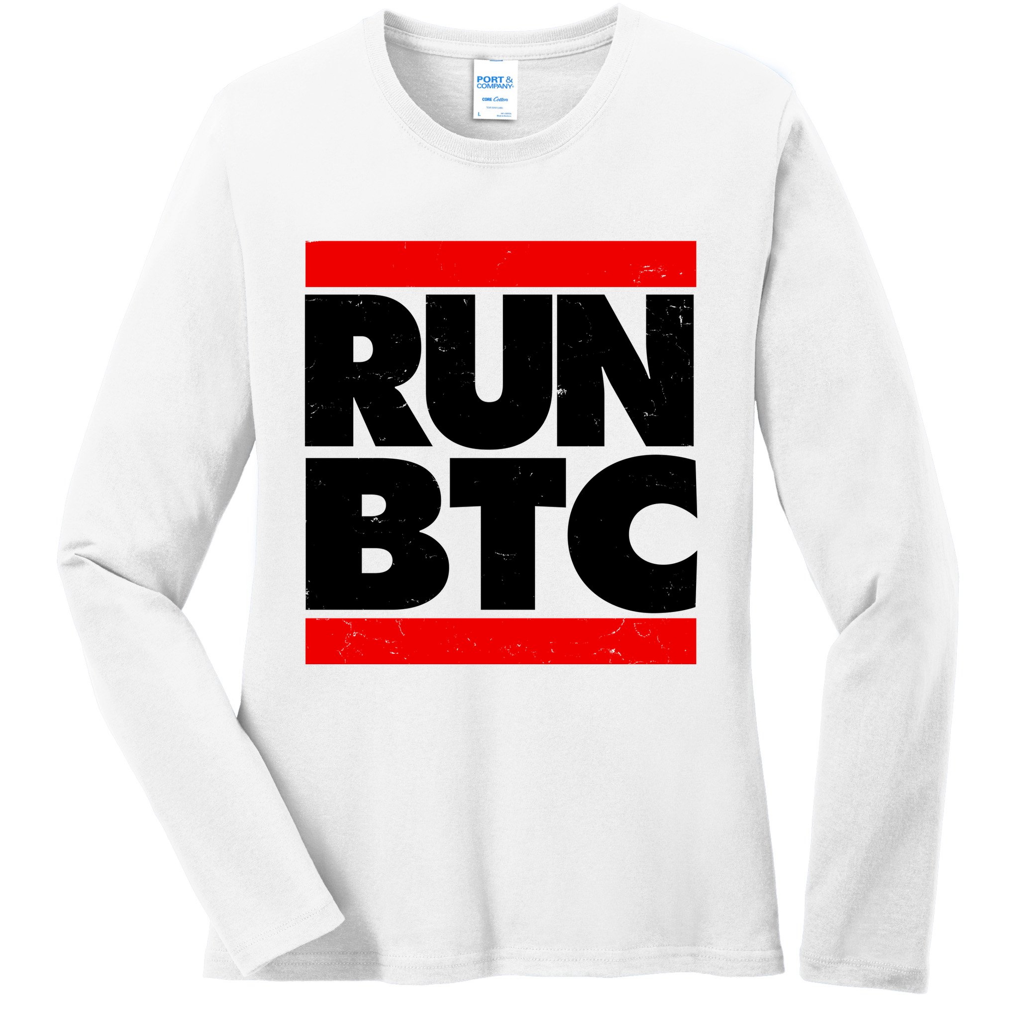 Funny Run BTC Bitcoin Logo Ladies Long Sleeve Shirt