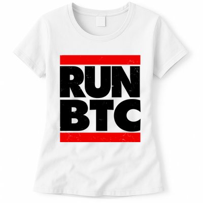 Funny Run BTC Bitcoin Logo Womens T-Shirt