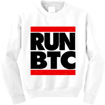 Funny Run BTC Bitcoin Logo Kids Sweatshirt