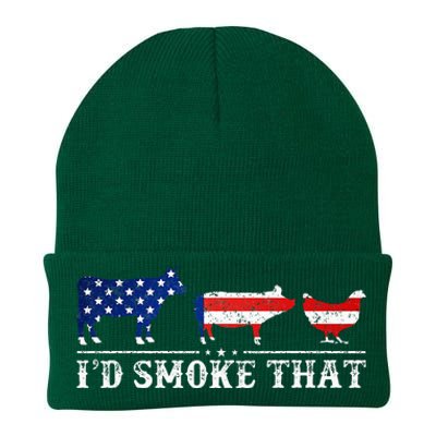 Funny Retro BBQ Party Grill Smoker Chef Dad I'd Smoke That Knit Cap Winter Beanie