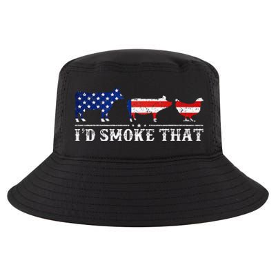 Funny Retro BBQ Party Grill Smoker Chef Dad I'd Smoke That Cool Comfort Performance Bucket Hat