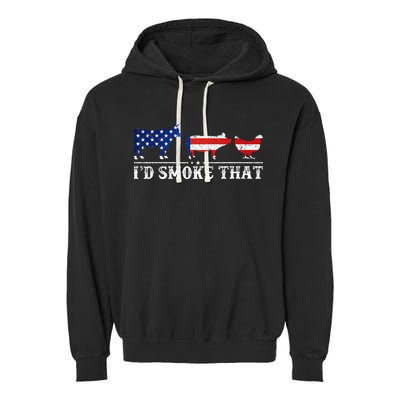 Funny Retro BBQ Party Grill Smoker Chef Dad I'd Smoke That Garment-Dyed Fleece Hoodie