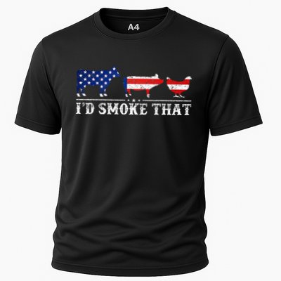 Funny Retro BBQ Party Grill Smoker Chef Dad I'd Smoke That Performance Shirt