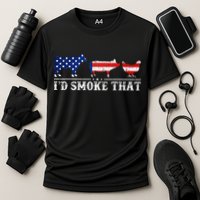 Funny Retro BBQ Party Grill Smoker Chef Dad I'd Smoke That Cooling Performance Crew T-Shirt