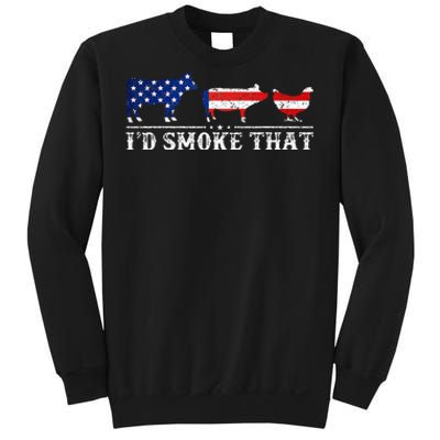 Funny Retro BBQ Party Grill Smoker Chef Dad I'd Smoke That Sweatshirt