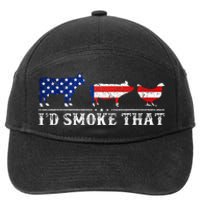 Funny Retro BBQ Party Grill Smoker Chef Dad I'd Smoke That 7-Panel Snapback Hat