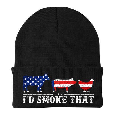 Funny Retro BBQ Party Grill Smoker Chef Dad I'd Smoke That Beanie