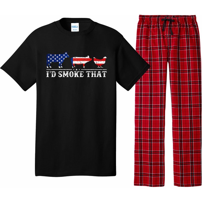 Funny Retro BBQ Party Grill Smoker Chef Dad I'd Smoke That Pajama Set