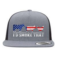 Funny Retro BBQ Party Grill Smoker Chef Dad I'd Smoke That Flat Bill Trucker Hat