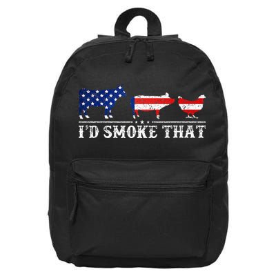 Funny Retro BBQ Party Grill Smoker Chef Dad I'd Smoke That 16 in Basic Backpack