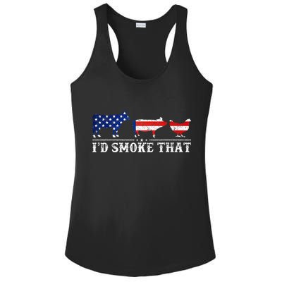 Funny Retro BBQ Party Grill Smoker Chef Dad I'd Smoke That Ladies PosiCharge Competitor Racerback Tank