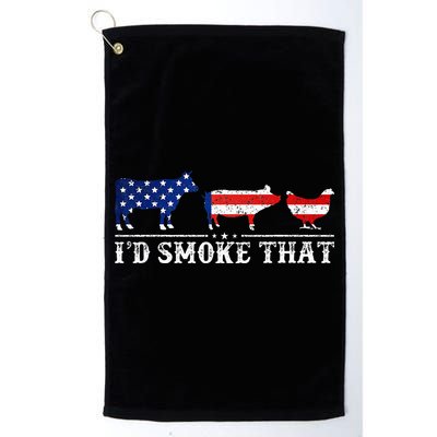 Funny Retro BBQ Party Grill Smoker Chef Dad I'd Smoke That Golf Towel