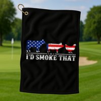 Funny Retro BBQ Party Grill Smoker Chef Dad I'd Smoke That Golf Towel