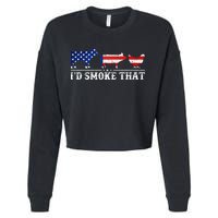 Funny Retro BBQ Party Grill Smoker Chef Dad I'd Smoke That Cropped Pullover Crew