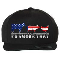 Funny Retro BBQ Party Grill Smoker Chef Dad I'd Smoke That Wool Snapback Cap