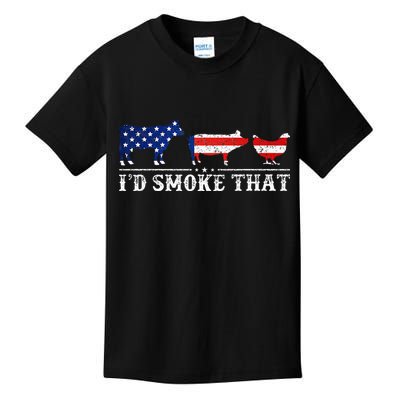 Funny Retro BBQ Party Grill Smoker Chef Dad I'd Smoke That Kids T-Shirt