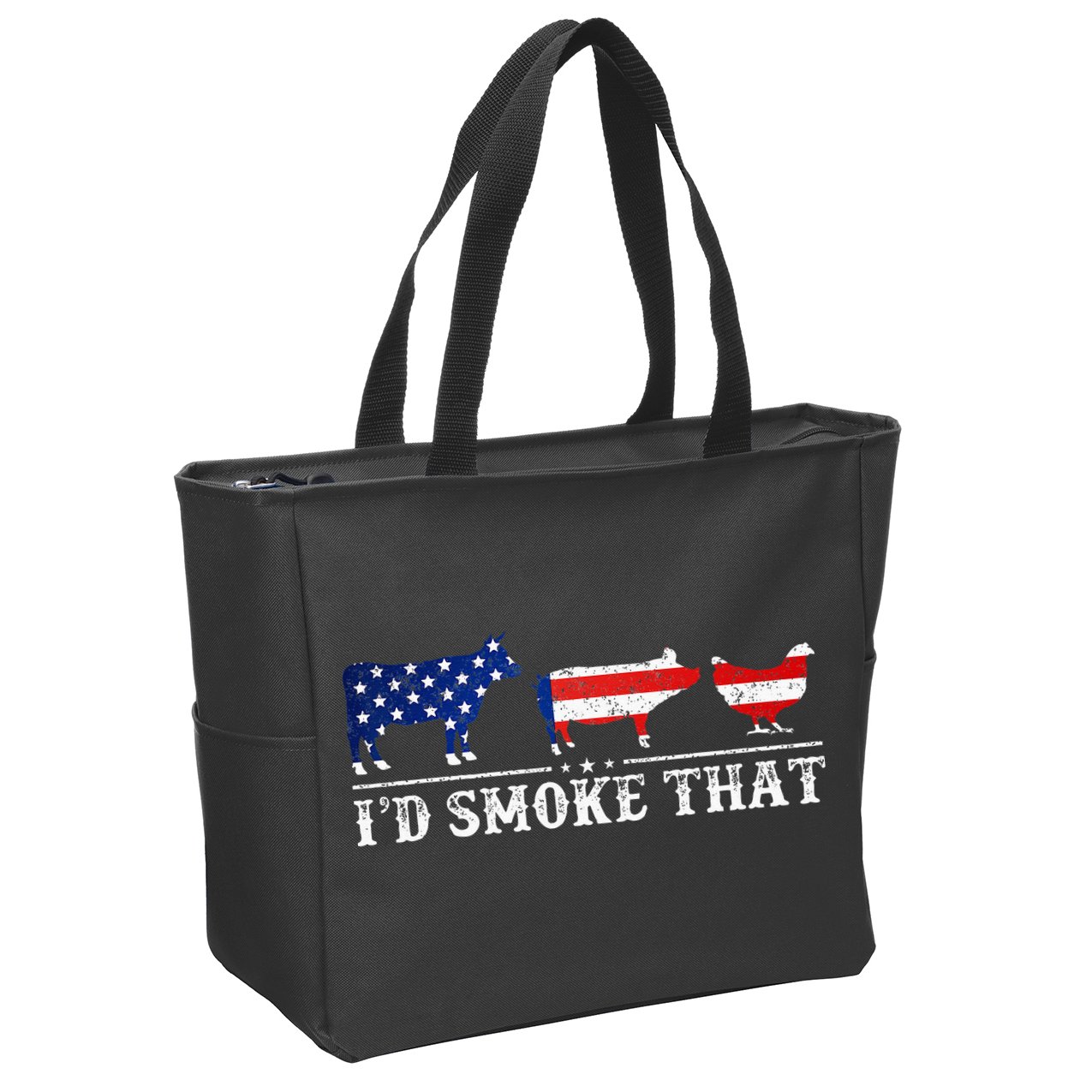 Funny Retro BBQ Party Grill Smoker Chef Dad I'd Smoke That Zip Tote Bag