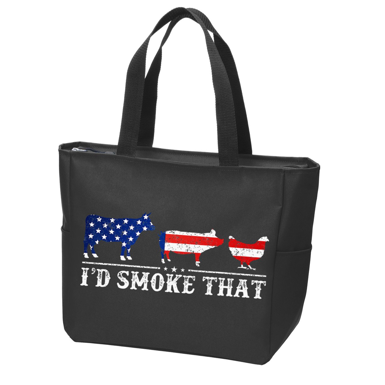 Funny Retro BBQ Party Grill Smoker Chef Dad I'd Smoke That Zip Tote Bag