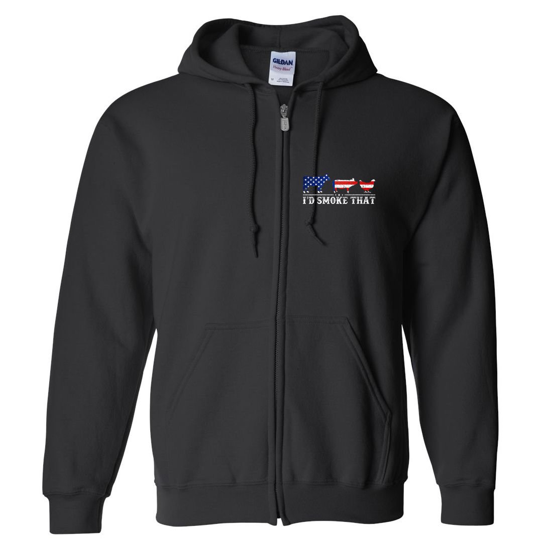 Funny Retro BBQ Party Grill Smoker Chef Dad I'd Smoke That Full Zip Hoodie