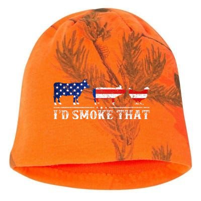 Funny Retro BBQ Party Grill Smoker Chef Dad I'd Smoke That Kati - Camo Knit Beanie