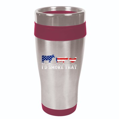 Funny Retro BBQ Party Grill Smoker Chef Dad I'd Smoke That 16oz Travel Tumbler