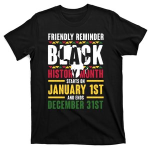 Friendly Reminder Black History Month Black Proud Africa T-Shirt