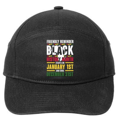 Friendly Reminder Black History Month Black Proud Africa 7-Panel Snapback Hat