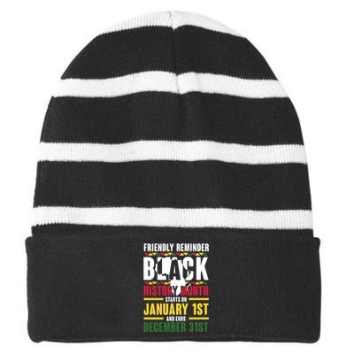 Friendly Reminder Black History Month Black Proud Africa Striped Beanie with Solid Band