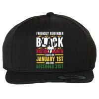 Friendly Reminder Black History Month Black Proud Africa Wool Snapback Cap