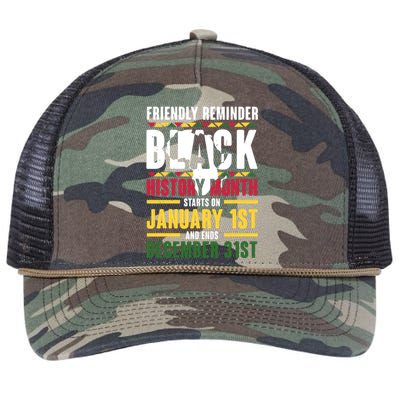 Friendly Reminder Black History Month Black Proud Africa Retro Rope Trucker Hat Cap