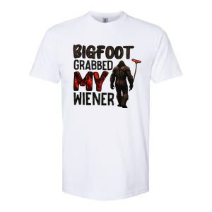 Funny Retro Big Foot Bigfoot Grabbed My Wiener Softstyle CVC T-Shirt