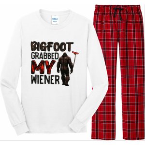 Funny Retro Big Foot Bigfoot Grabbed My Wiener Long Sleeve Pajama Set