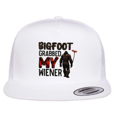 Funny Retro Big Foot Bigfoot Grabbed My Wiener Flat Bill Trucker Hat
