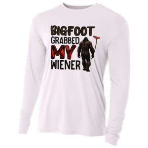 Funny Retro Big Foot Bigfoot Grabbed My Wiener Cooling Performance Long Sleeve Crew