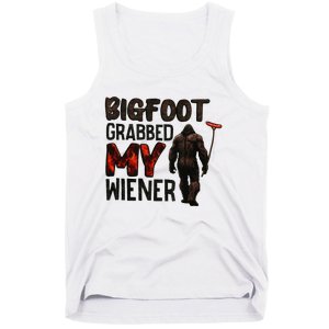 Funny Retro Big Foot Bigfoot Grabbed My Wiener Tank Top