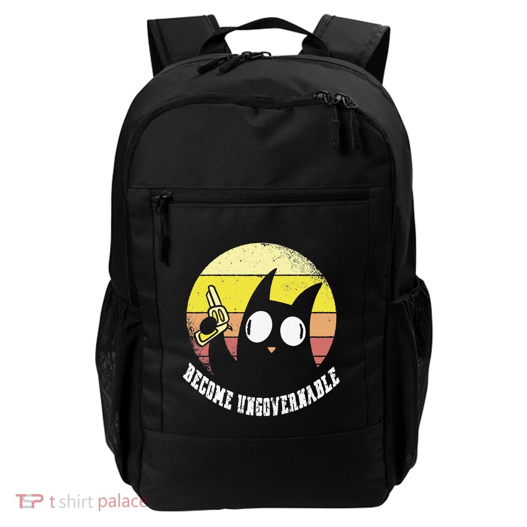 Funny Retro Black Cat Become Ungovernable Backpack