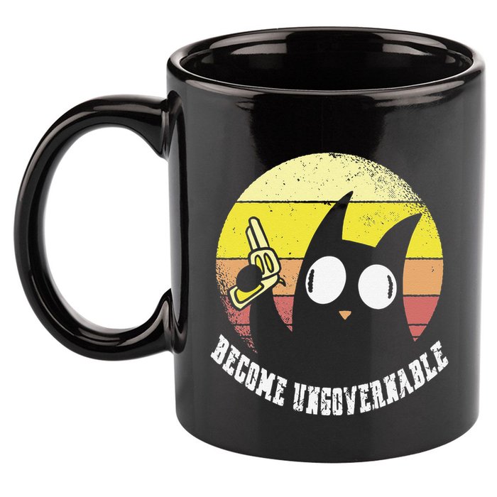 Funny Retro Black Cat Become Ungovernable 11oz C Handle Ceramic Mug