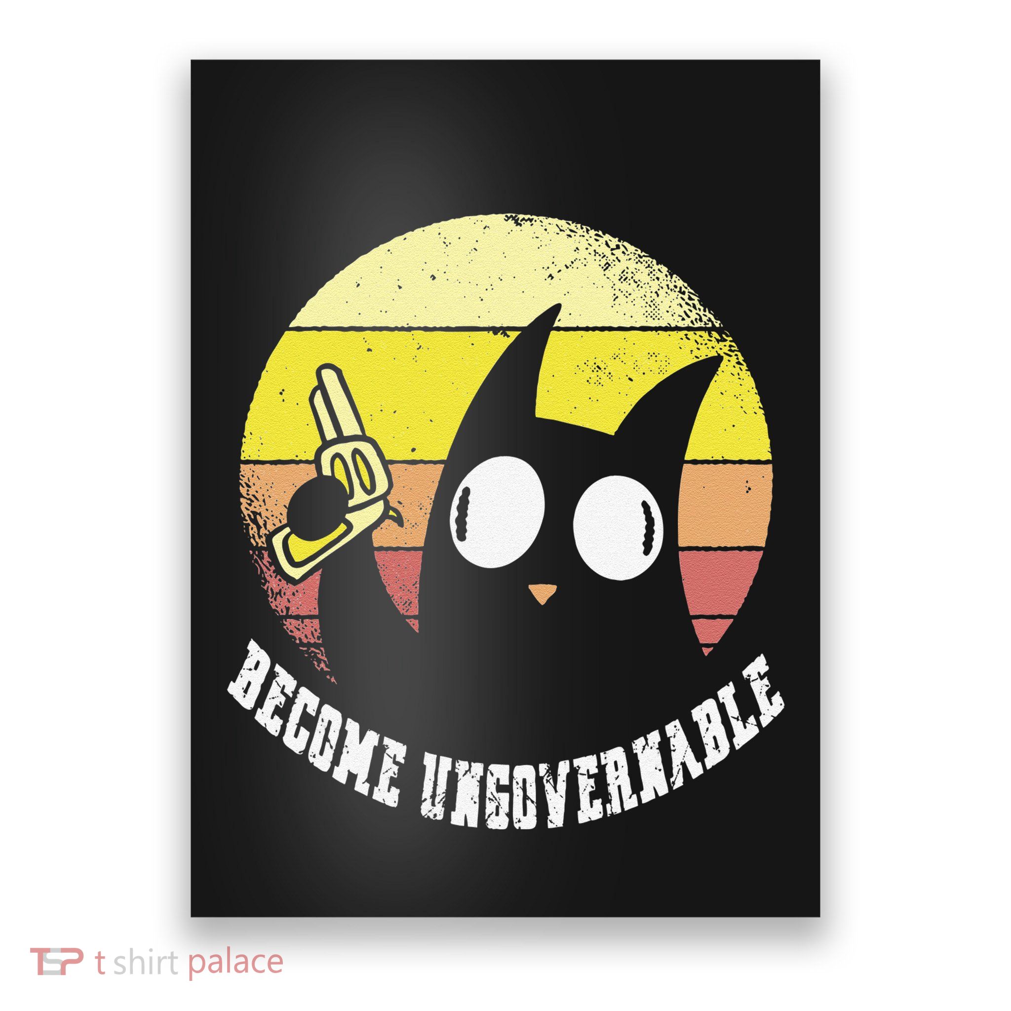 Funny Retro Black Cat Become Ungovernable Poster