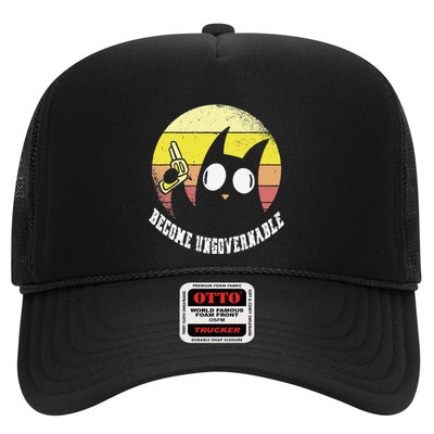 Funny Retro Black Cat Become Ungovernable Trucker Hat