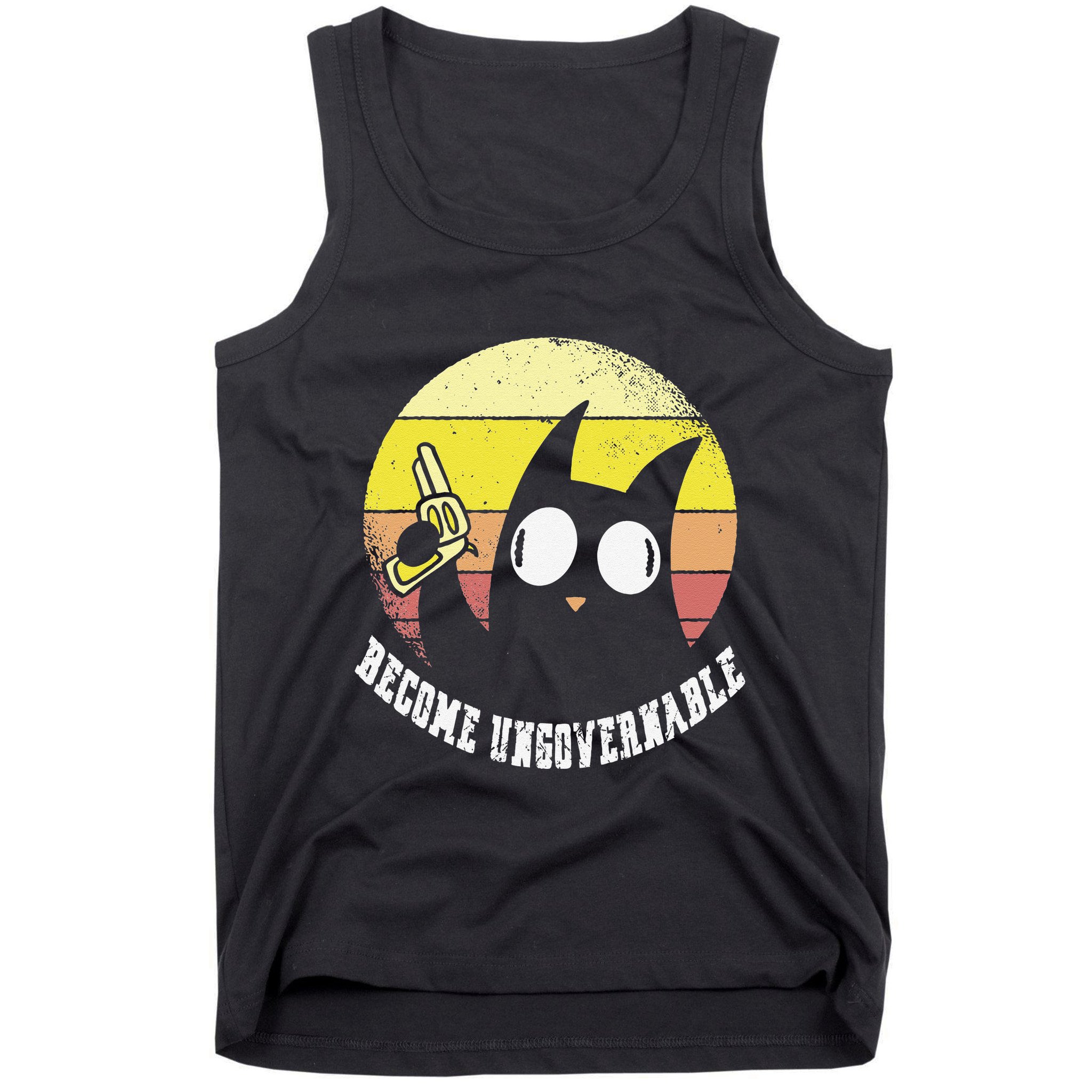 Funny Retro Black Cat Become Ungovernable Tank Top