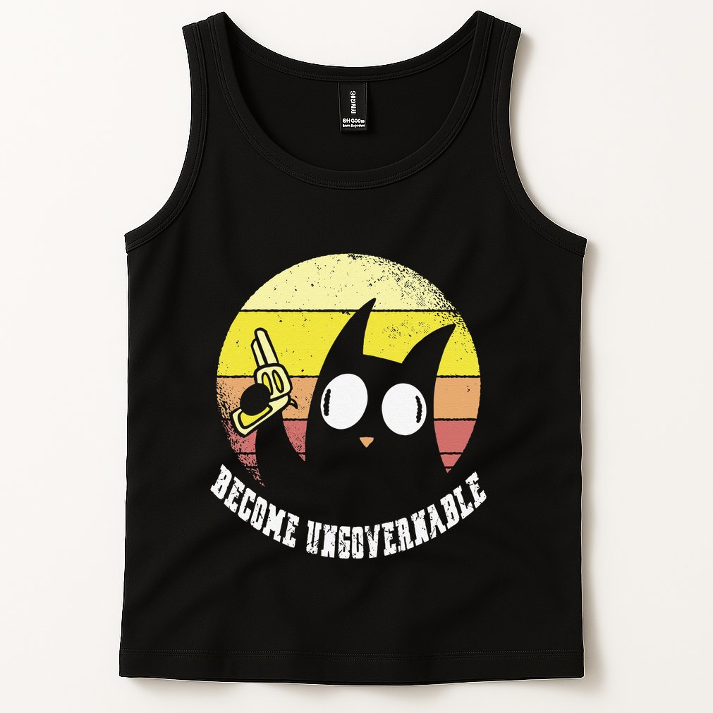 Funny Retro Black Cat Become Ungovernable Tank Top
